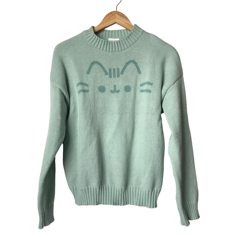 Pusheen Box Exclusive Oversized Mint Green Knit Cat Sweater XS CultureFly 2024